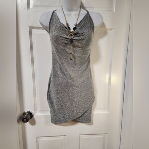 𝅺women's Silver Glitter Dress Medium